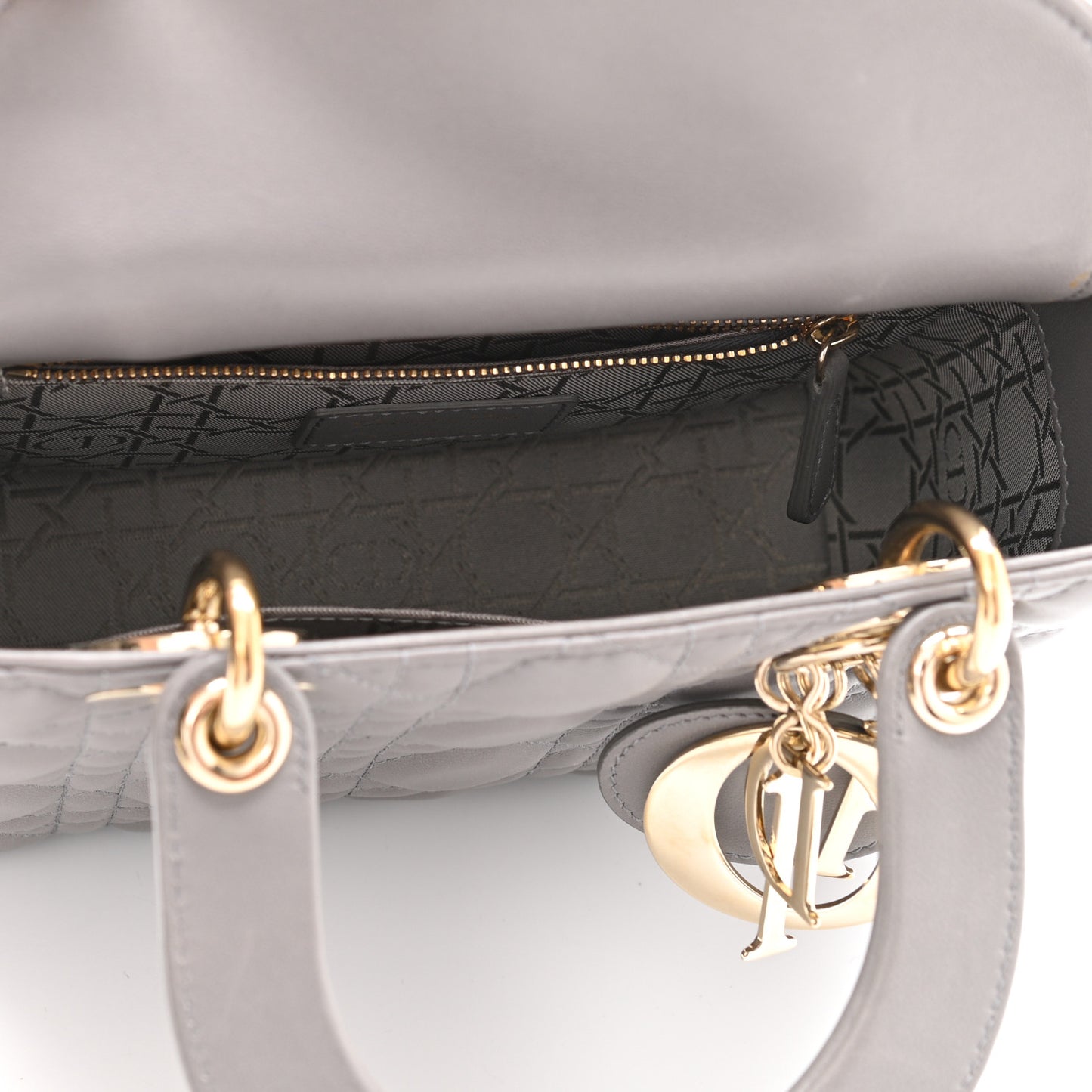 Lambskin Cannage Small Lucky Badges My Lady Dior Grey