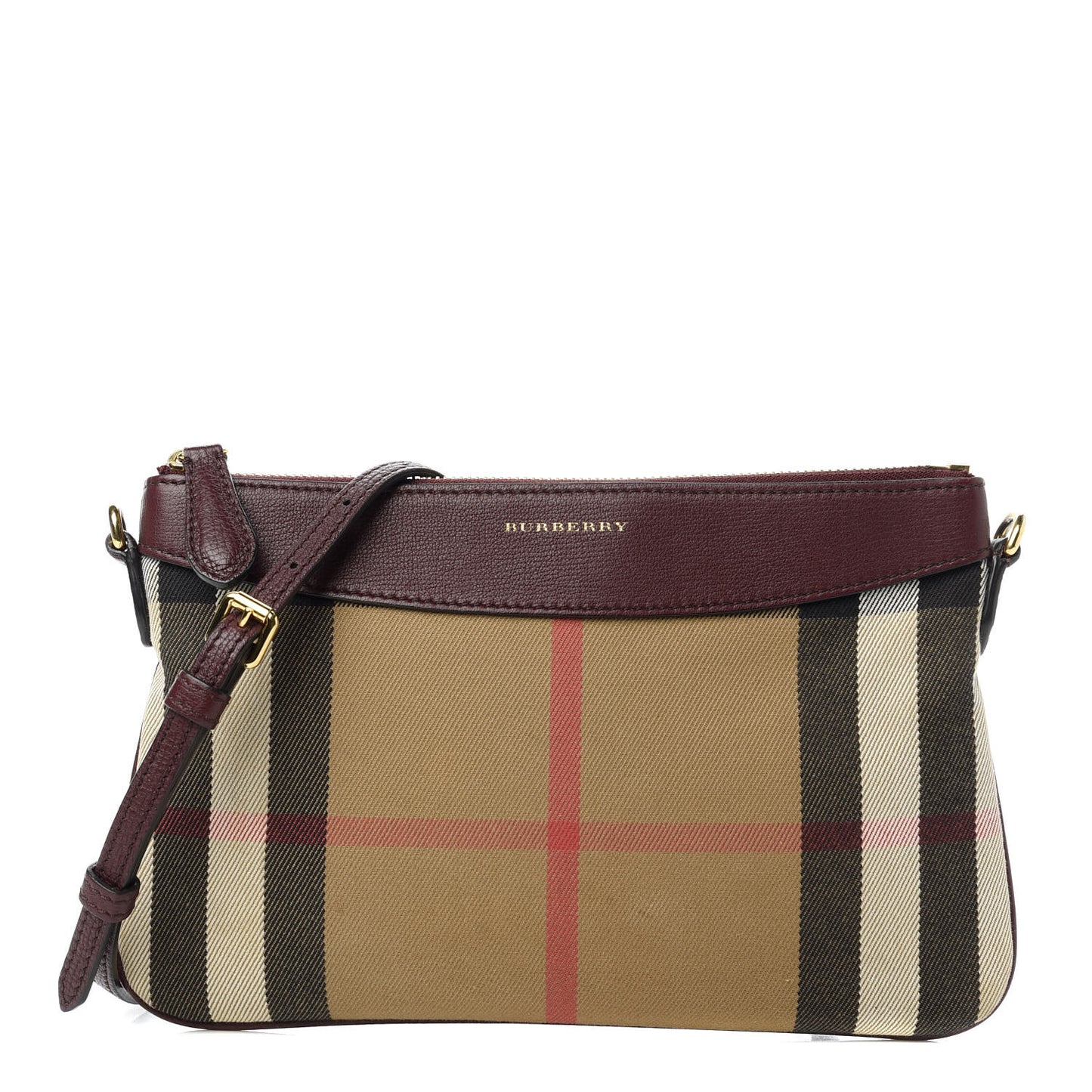 House Check Derby Peyton Crossbody Clutch Bag Mahogany Red