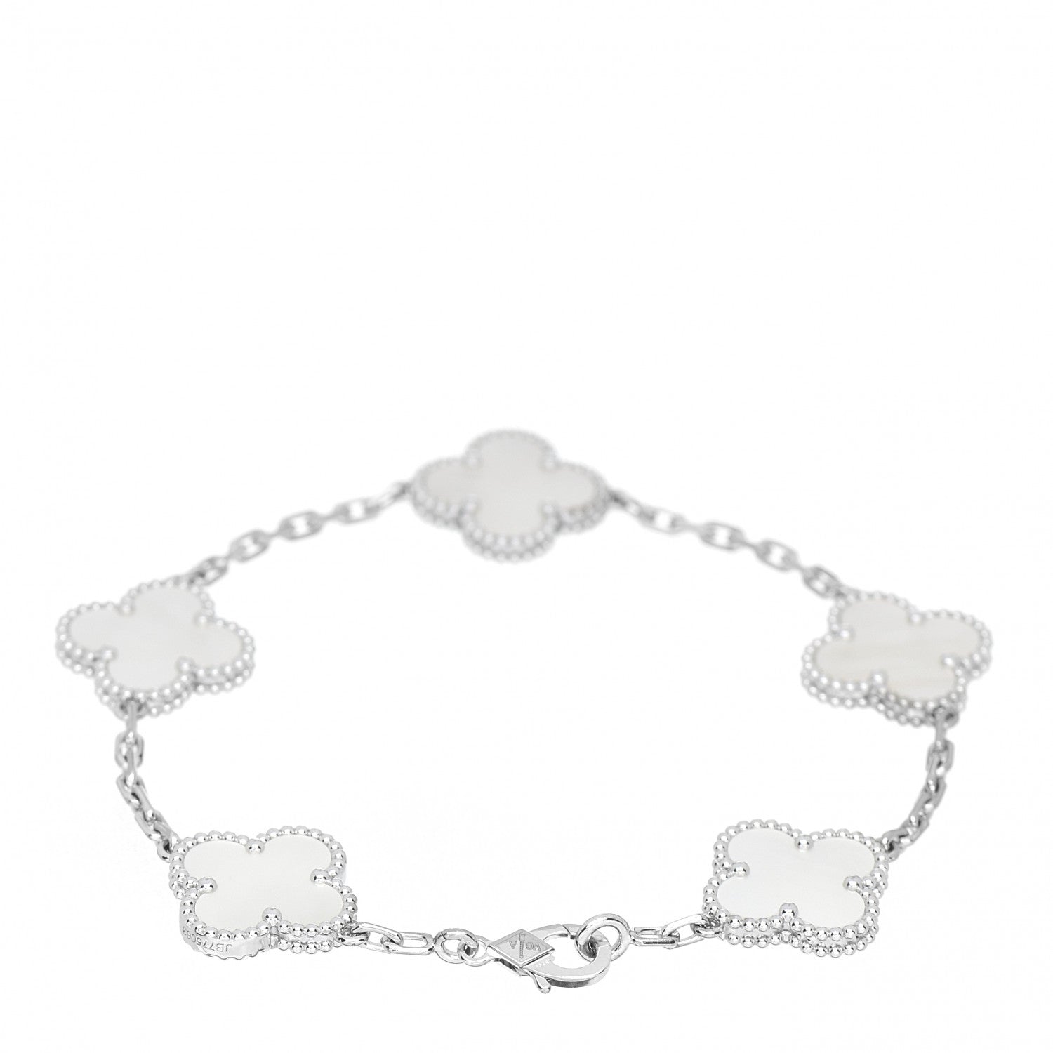 Van Cleef & Arpels 18K White Gold Mother of Pearl 5 Motifs Vintage Alhambra Bracelet 2 of 4