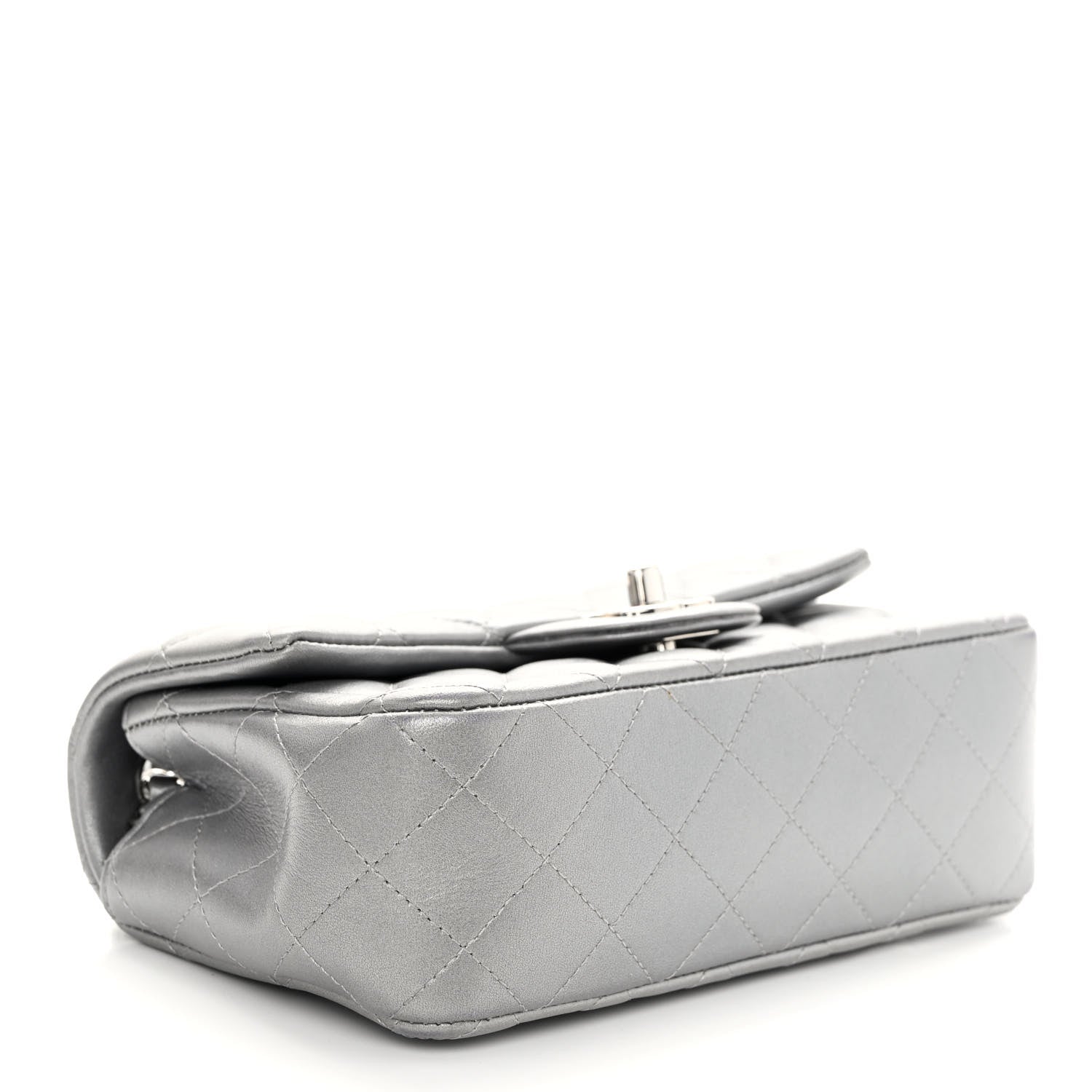 Chanel Metallic Lambskin Quilted Mini Rectangular Flap Silver 4 of 12