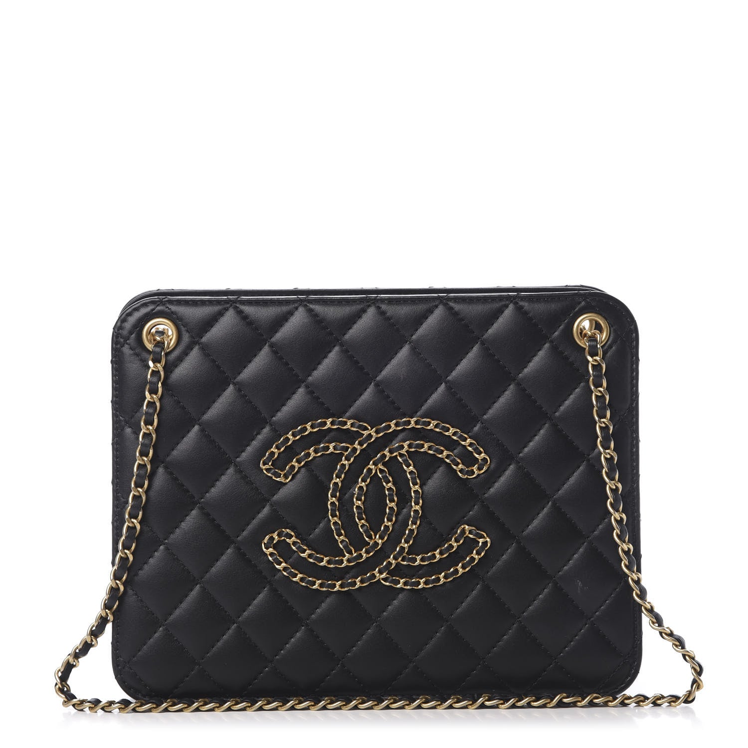 Chanel Calfskin Quilted CC Chain Accordion Tote Black 1 of 16