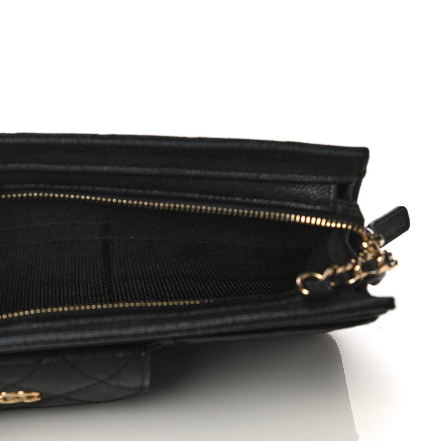 Caviar Quilted Clutch With Chain Black