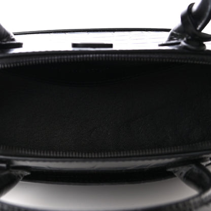 Balenciaga Calfskin Crocodile Embossed S Rivet Ville Top Handle Bag Black 3 of 4