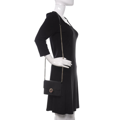 Gucci Dollar Calfskin Interlocking G Chain Wallet Black 2 of 11
