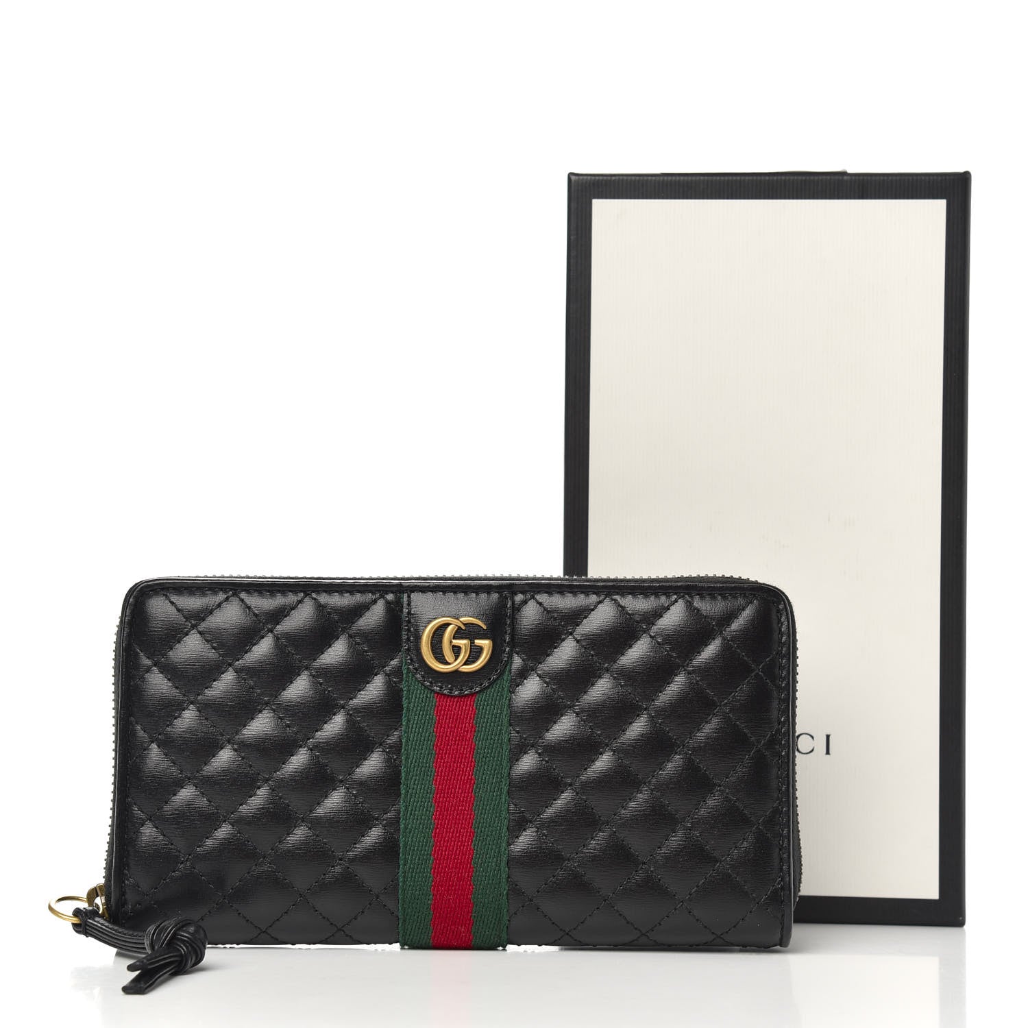 Gucci Calfskin Web Trapuntata GG Zip Around Wallet Black 7 of 7