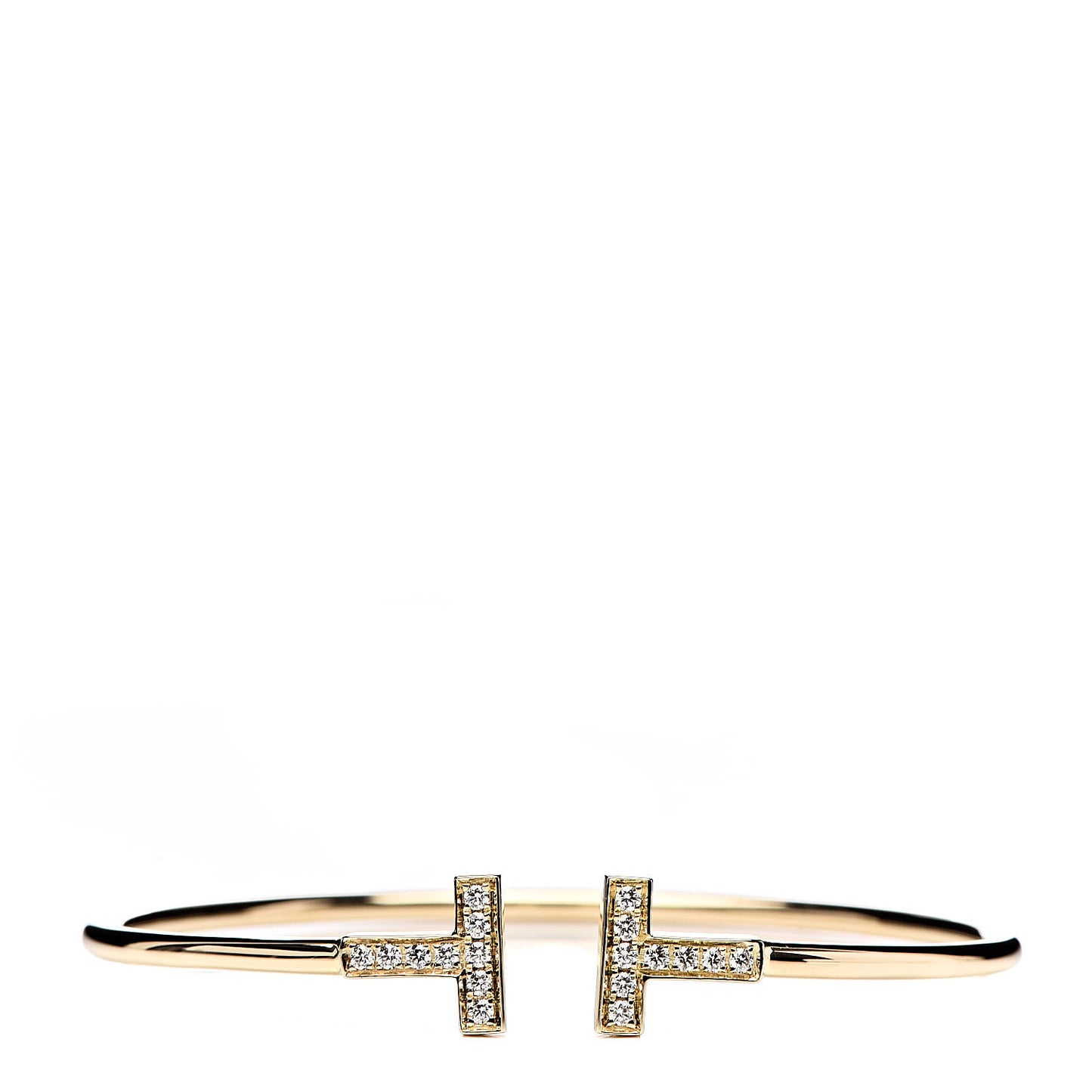 18K Yellow Gold Diamond T Wire Bracelet