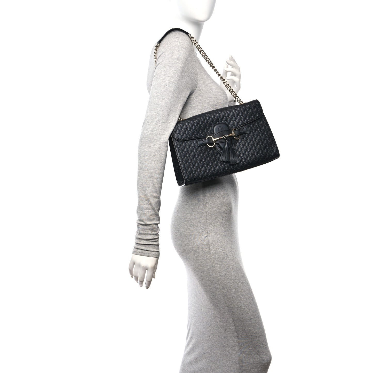 Microguccissima Medium Emily Chain Shoulder Bag Black