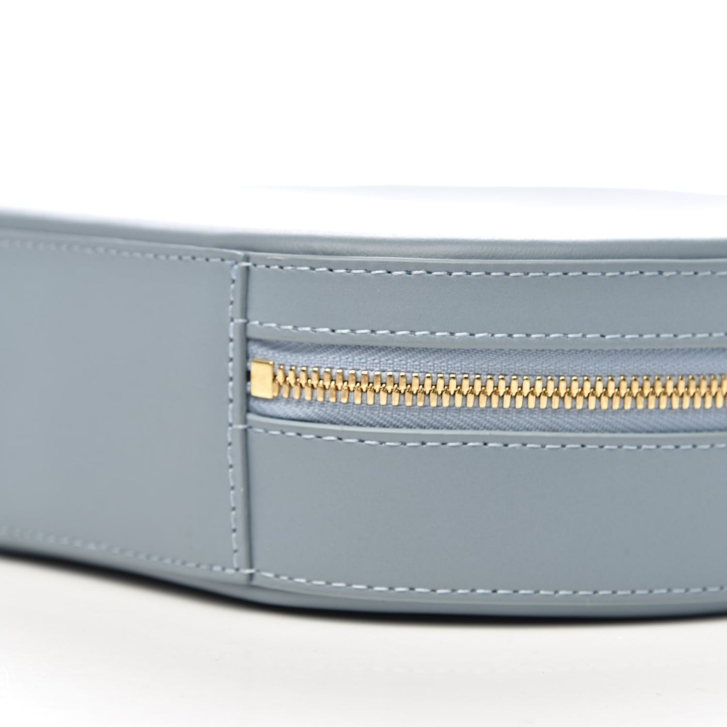 Calfskin Circle Crossbody Bag Grey Blue