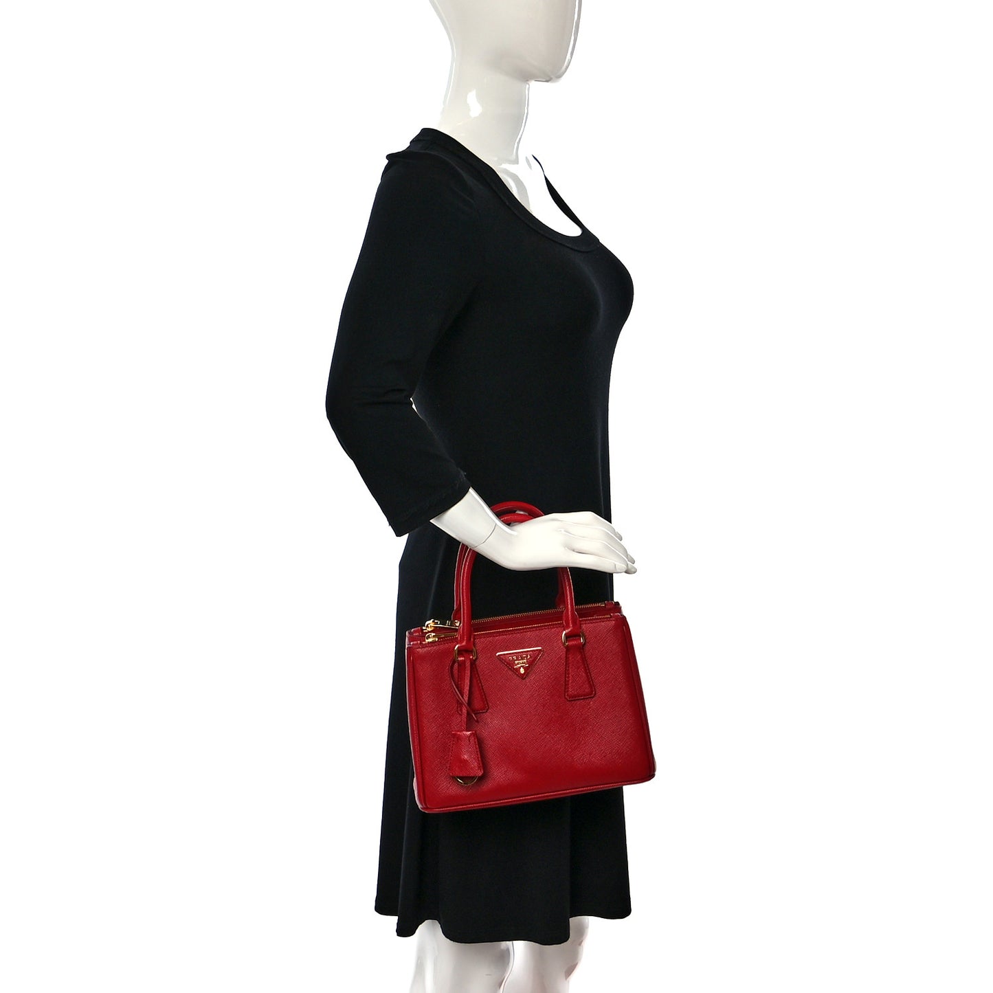 Saffiano Lux Small Galleria Double Zip Tote Fuoco