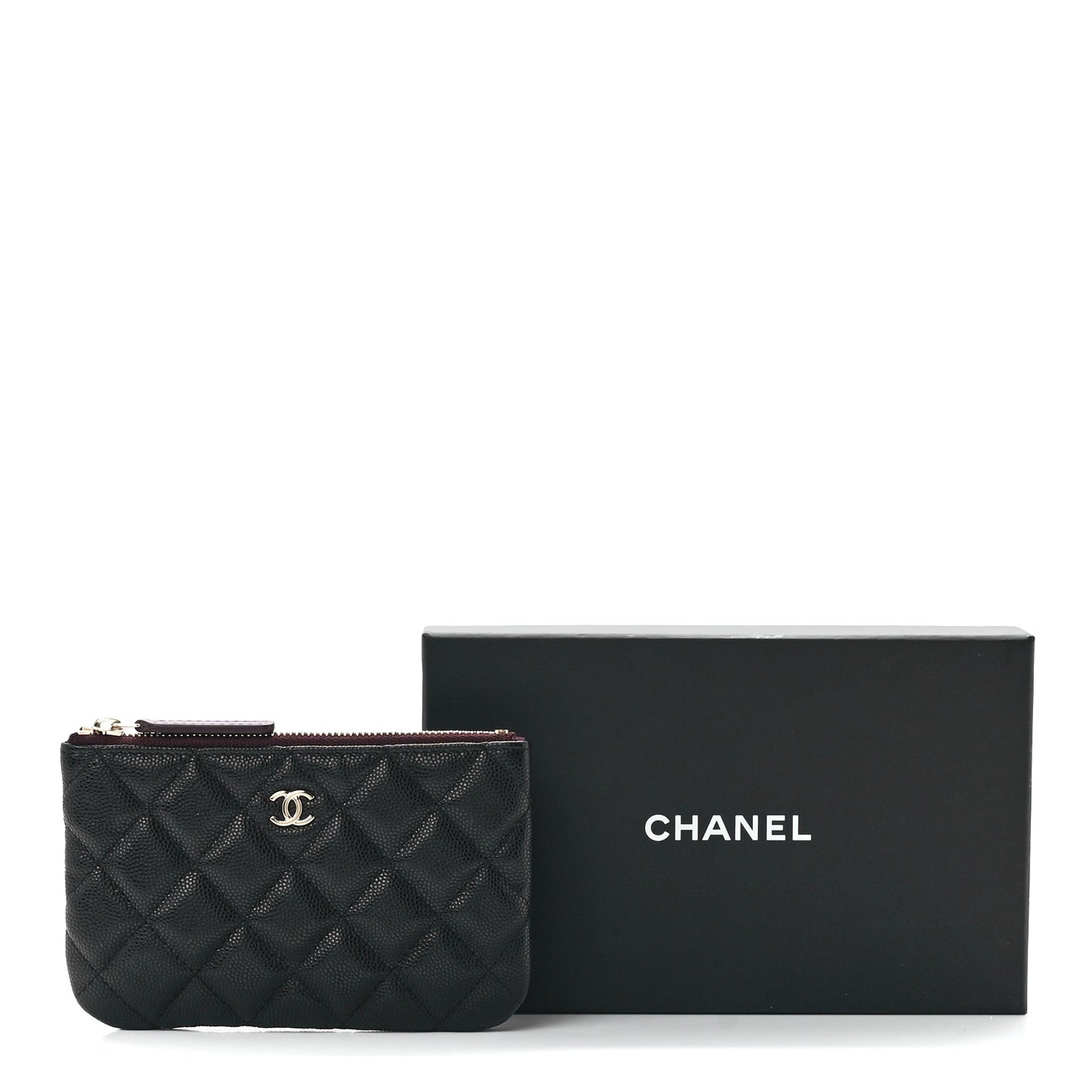 Caviar Quilted Small Cosmetic Case Black