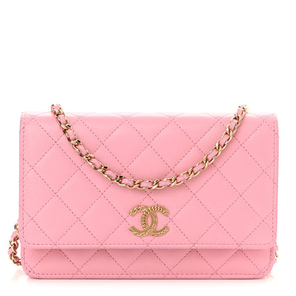 Chanel Caviar Quilted Chain CC Wallet On Chain WOC Pink 1 of 12