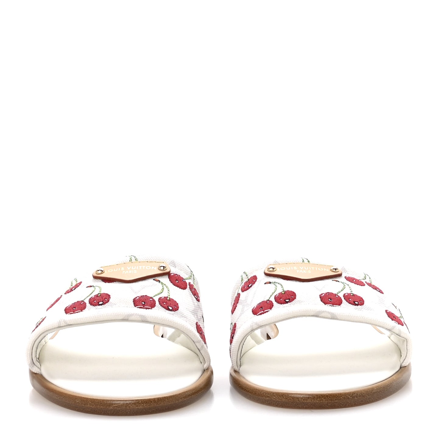 LV x TM Raffia Monogram Cerises Lily Flat Mule 39 White