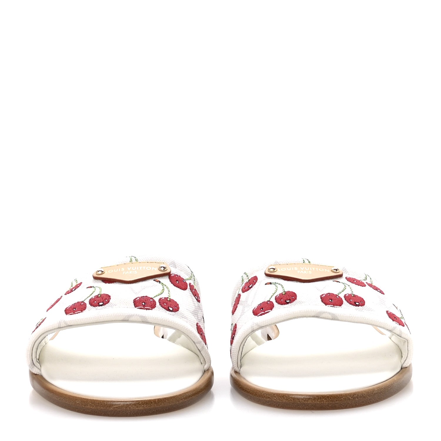 Louis Vuitton LV x TM Raffia Monogram Cerises Lily Flat Mule 39 White 3 of 8