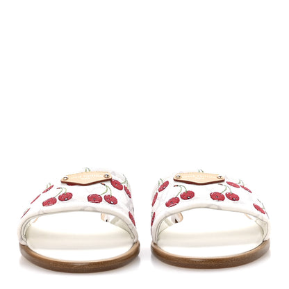 Louis Vuitton LV x TM Raffia Monogram Cerises Lily Flat Mule 39 White 3 of 8