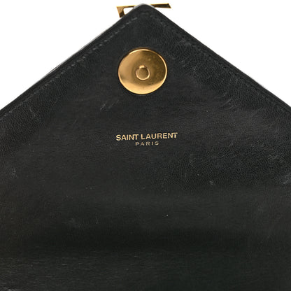 Saint Laurent Lambskin Matelasse Chevron Medium Monogram Satchel Black 8 of 13