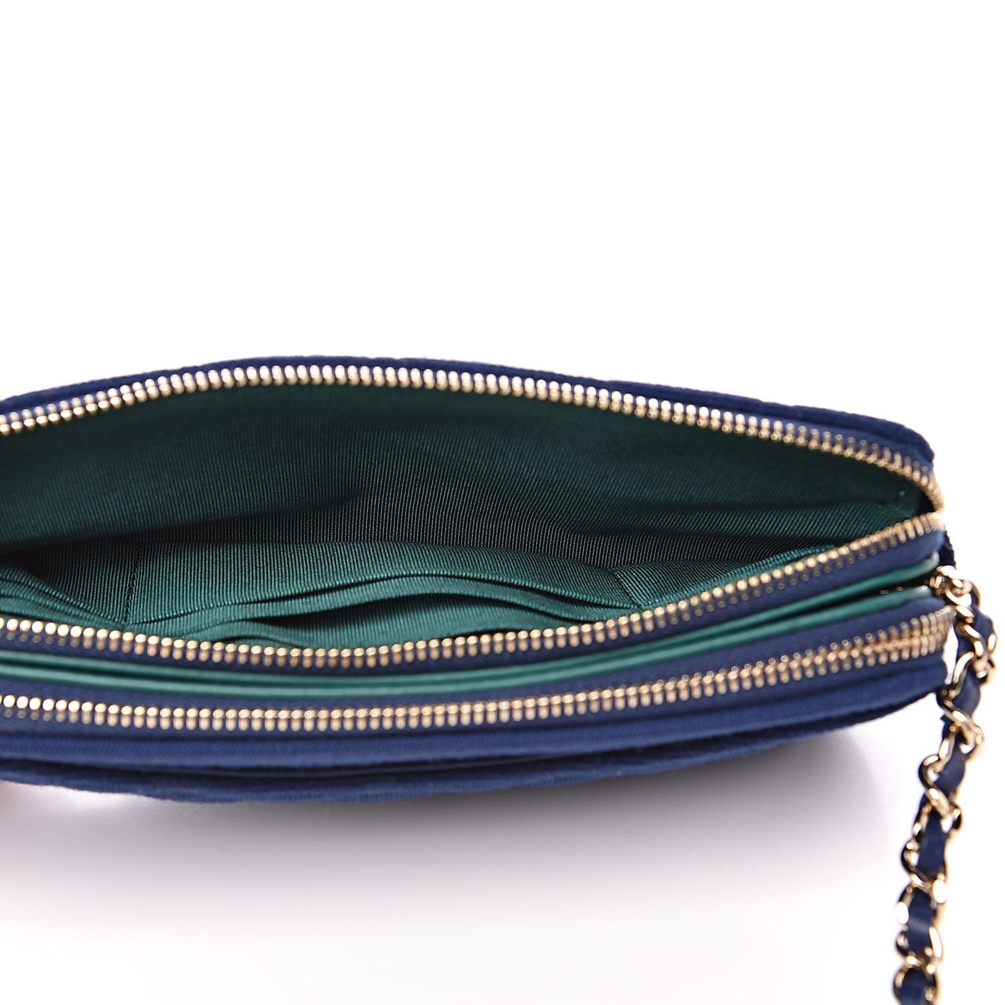 Jersey Quilted Small Clutch With Chain Navy