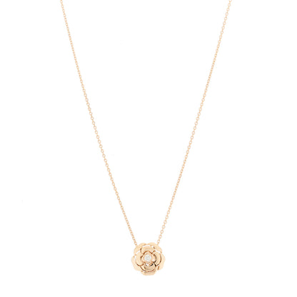 Chanel 18K Rose Gold Diamond Extrait de Camelia Pendant Necklace 1 of 8