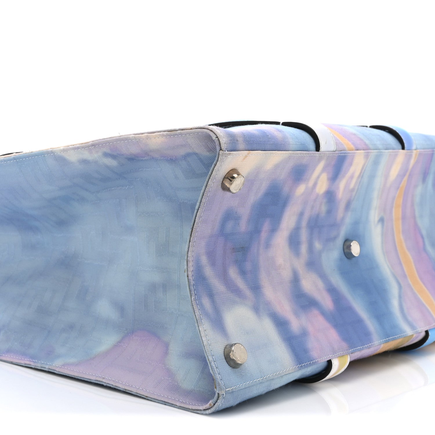 Fendi Fabric Jacquard FF Tie Dye Sunset Large Shopping Tote Light Blue Black 9 of 11