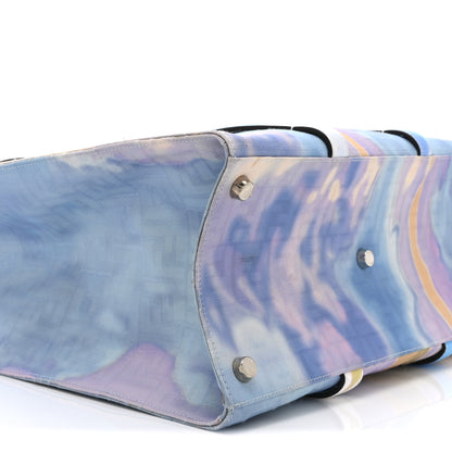 Fendi Fabric Jacquard FF Tie Dye Sunset Large Shopping Tote Light Blue Black 9 of 11