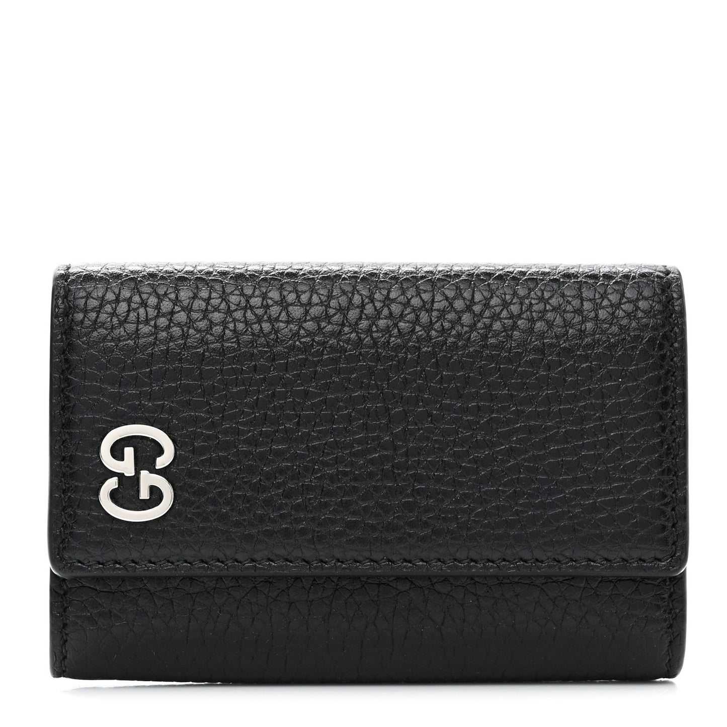 Pebbled Calfskin Dorian 6 Key Holder Case Black