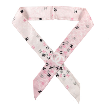 Chanel Silk CC Slim Bandeau Pink Ecru Black 1 of 3