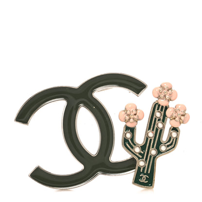 Chanel Enamel Cactus CC Brooch Green Gold 1 of 4