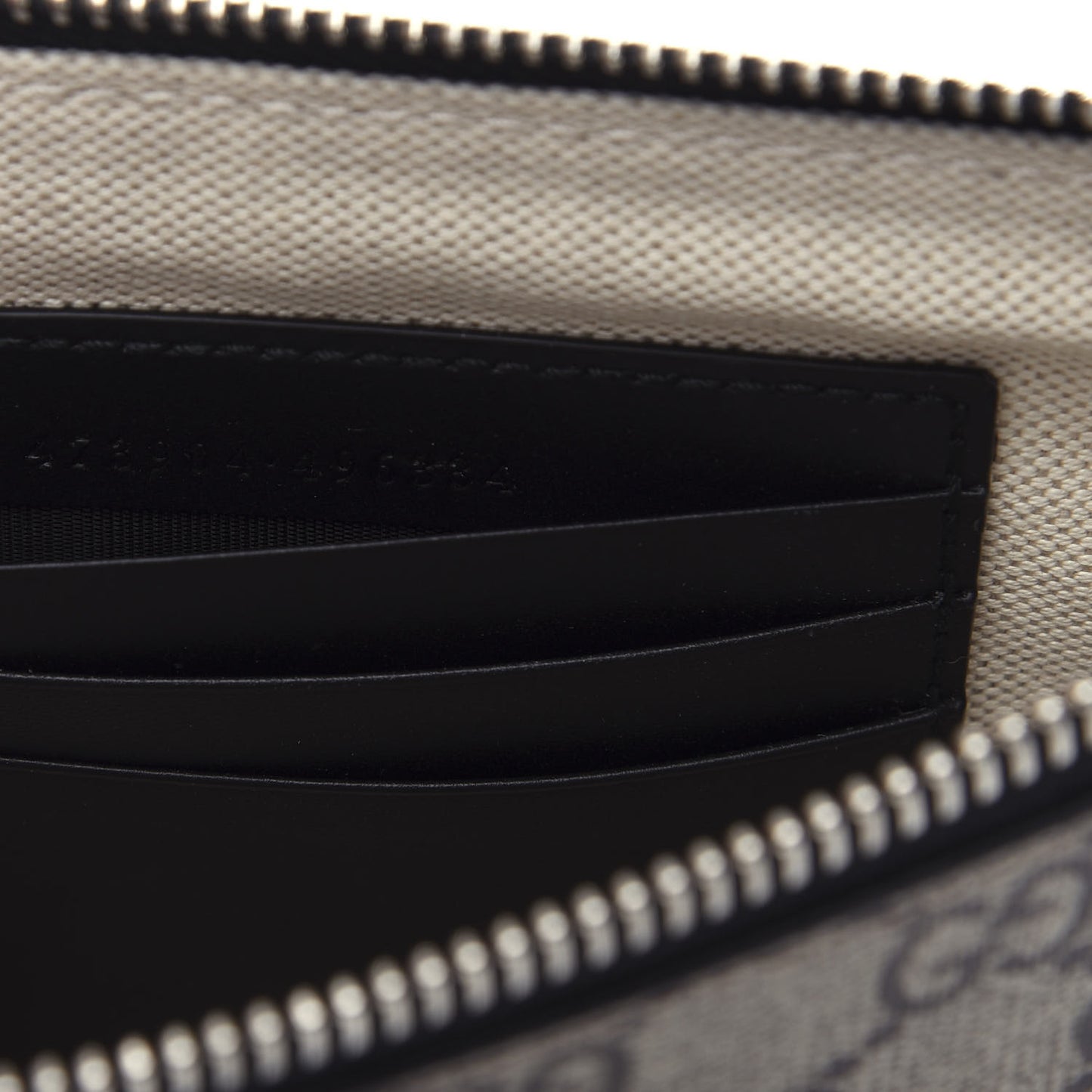 GG Supreme Monogram Wolf Zip Wristlet Pouch Beige