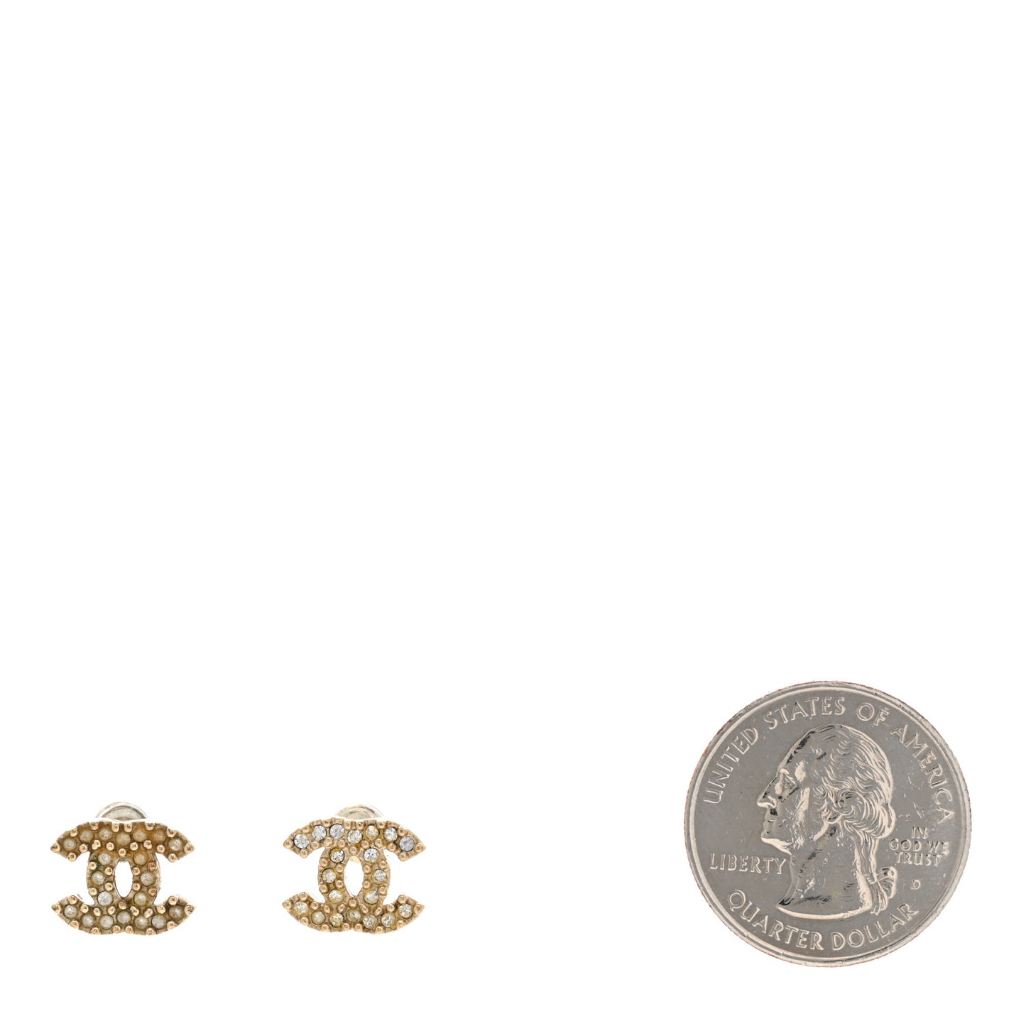 Crystal Mini CC Earrings Light Gold