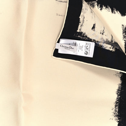 Christian Dior Silk Paris Square Scarf Beige Black 3 of 3