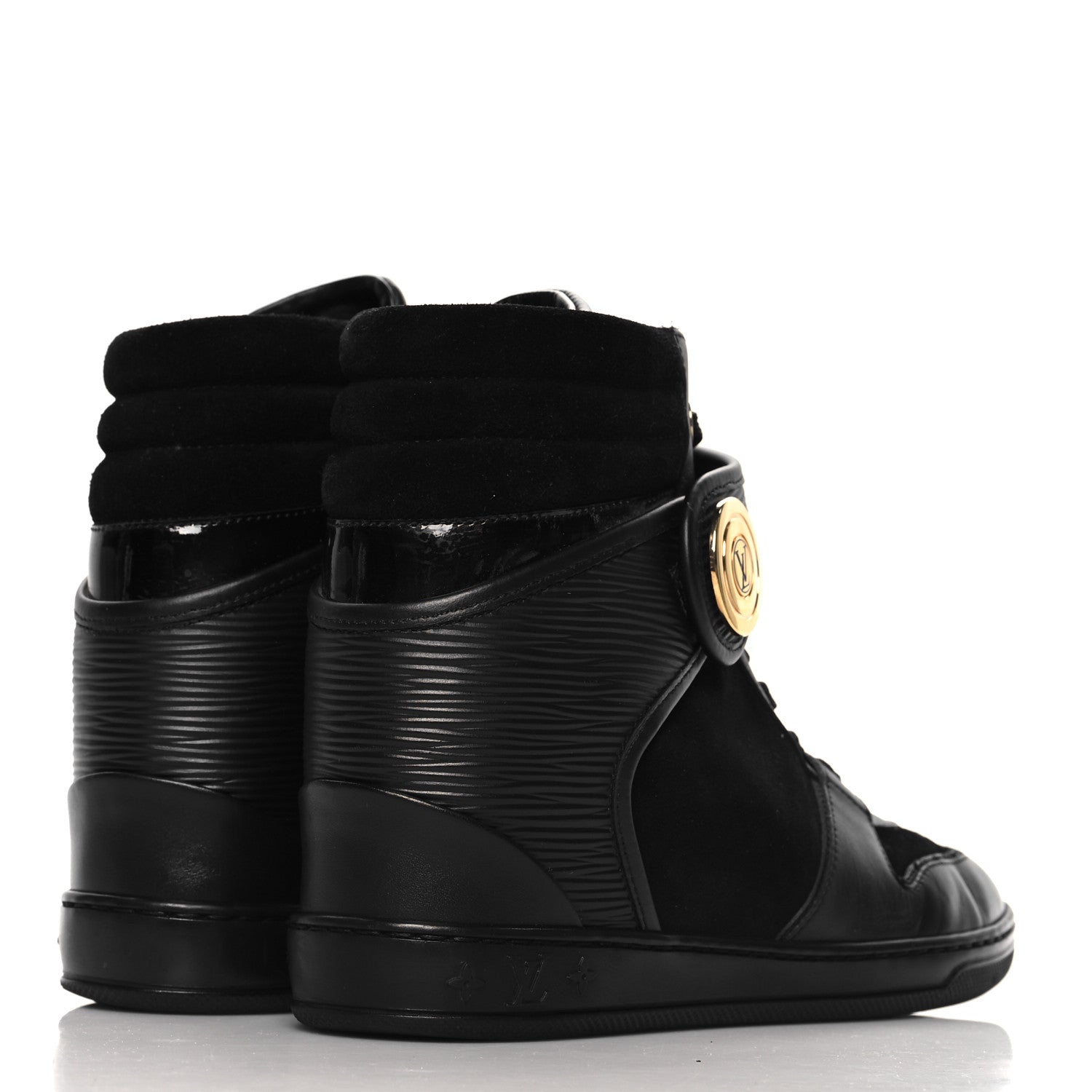 Louis Vuitton Epi Suede Postmark Wedge Sneakers 37.5 Black 5 of 8