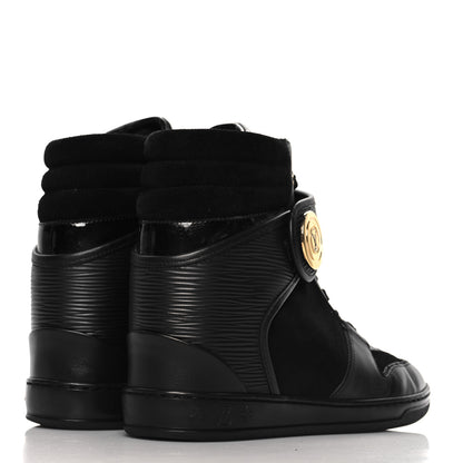 Louis Vuitton Epi Suede Postmark Wedge Sneakers 37.5 Black 5 of 8