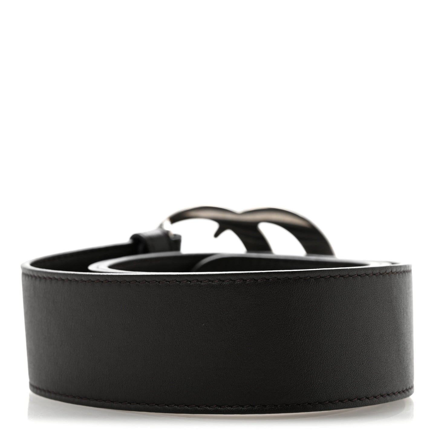 Moon Calfskin Nickel Double G 40mm Belt 85 34 Dark Cocoa