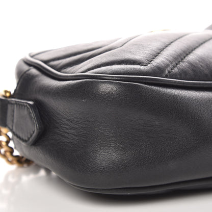 Gucci Calfskin Matelasse Mini GG Marmont Chain Shoulder Bag Black 11 of 12