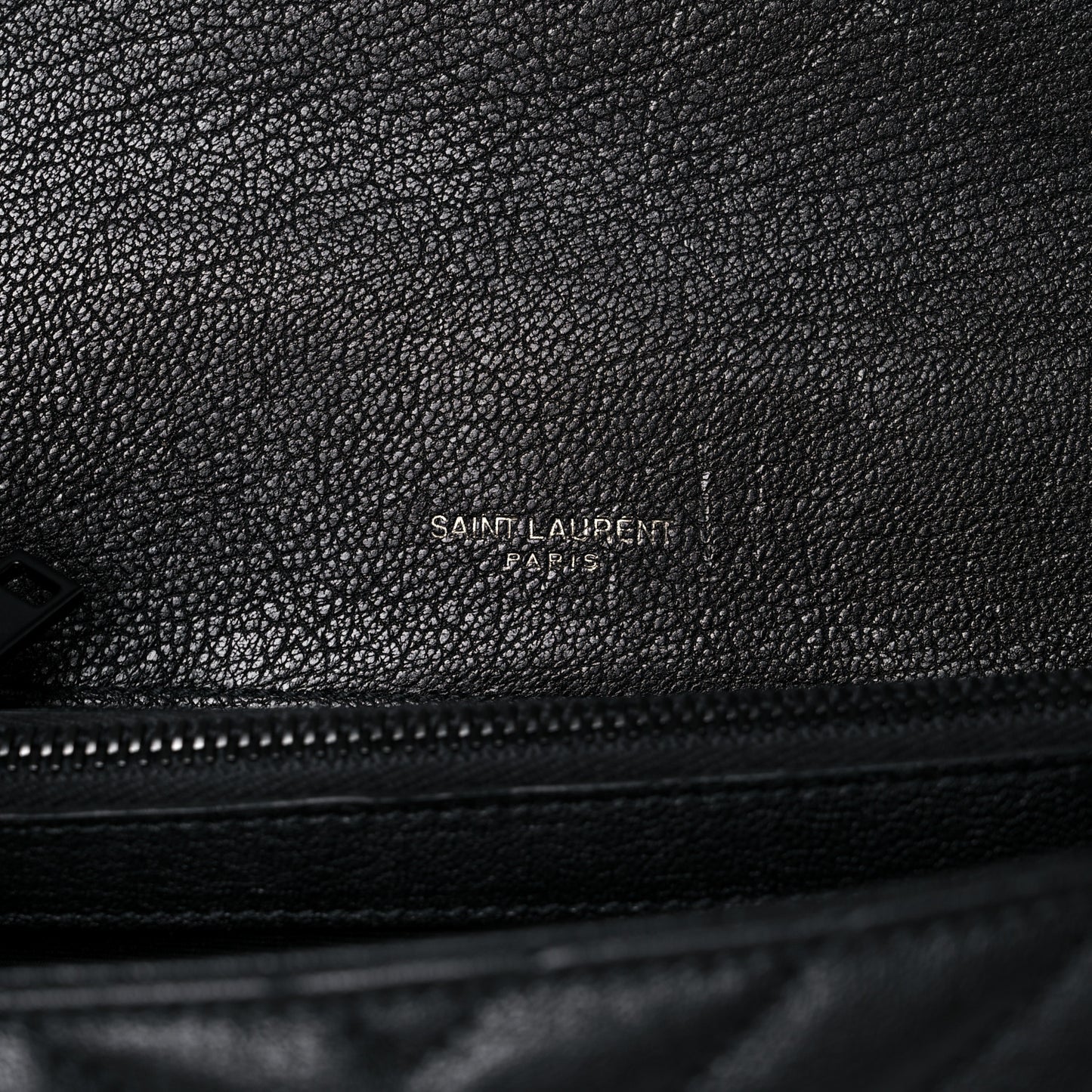 Sheepskin Matelasse Chevron Monogram Monochrome Medium College Bag Black