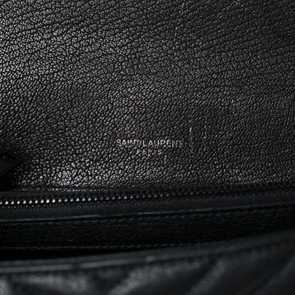 Saint Laurent Sheepskin Matelasse Chevron Monogram Monochrome Medium College Bag Black 6 of 12