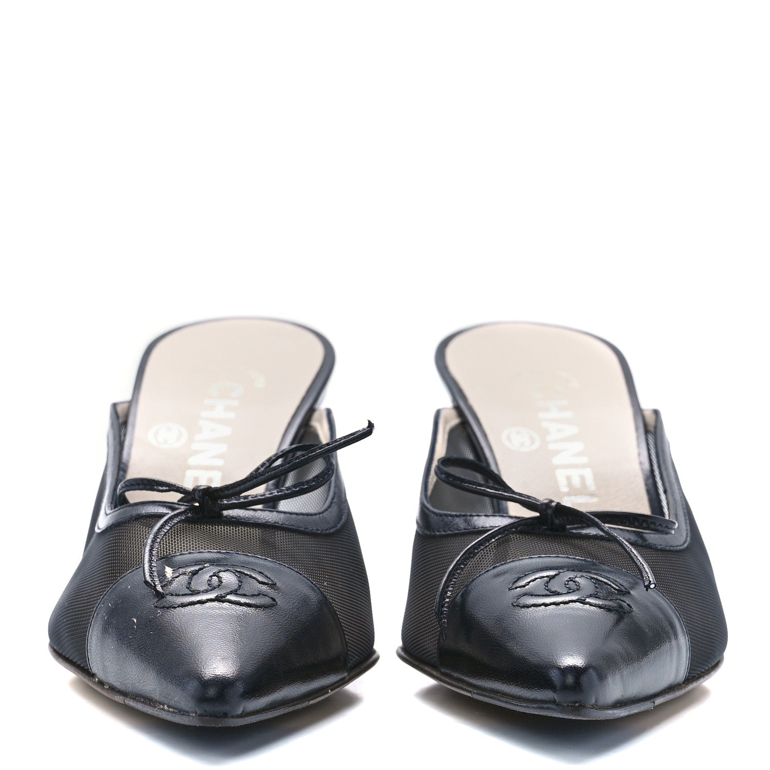 Chanel Mesh Cap Toe CC Mules 36 Black 2 of 8