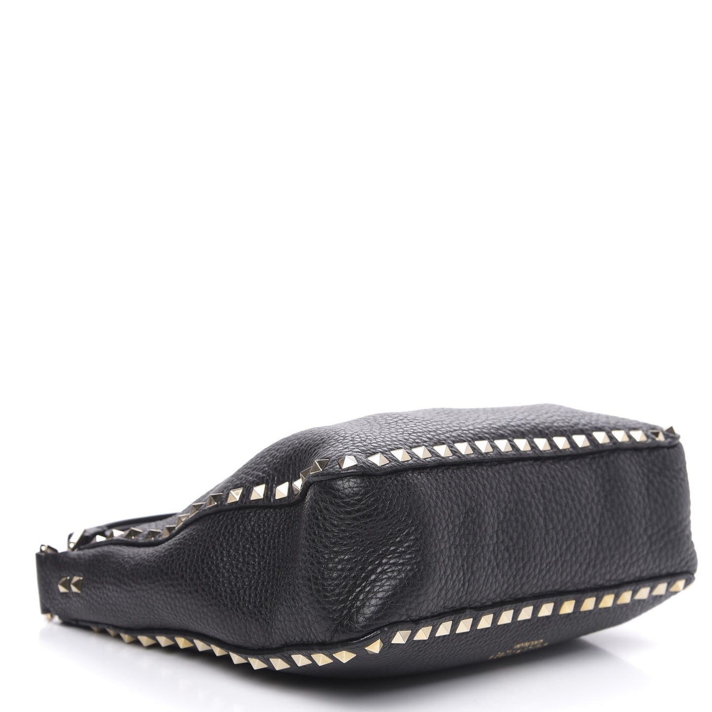 Pebbled Calfskin Small Rockstud Flip-Lock Messenger Bag Black
