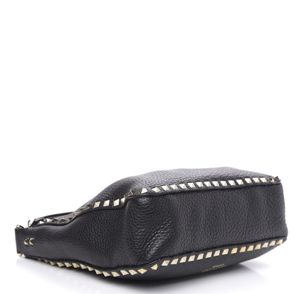 Valentino Garavani Pebbled Calfskin Small Rockstud Flip-Lock Messenger Bag Black 4 of 9