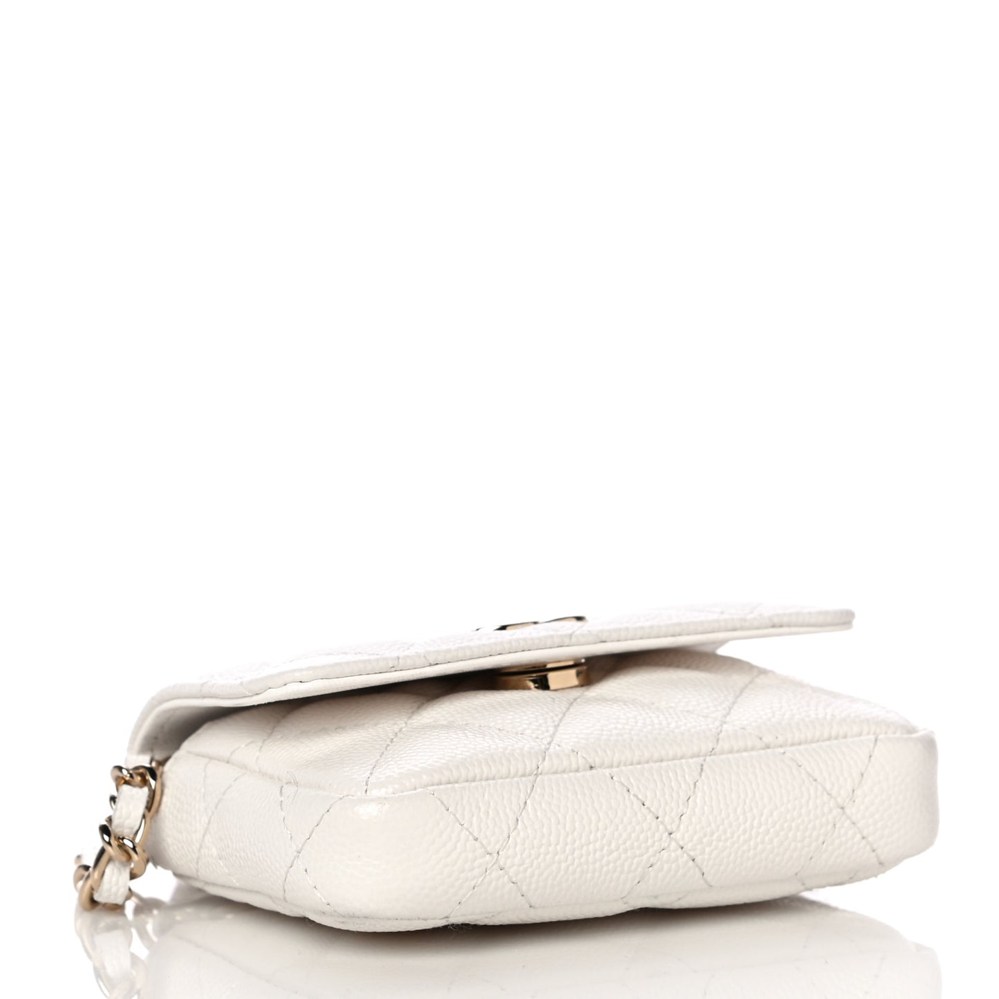 Caviar Quilted Belt Bag With Charms On Chain White