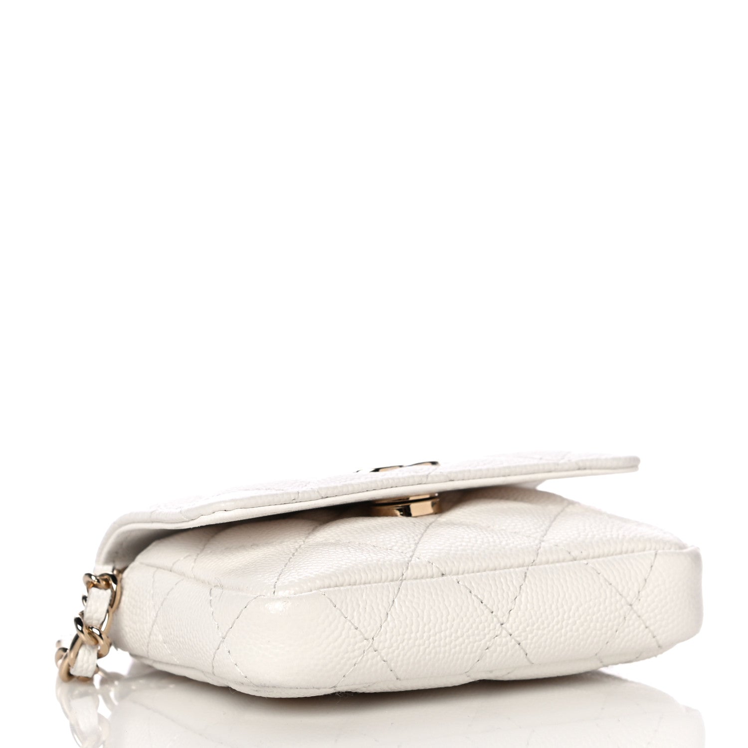Chanel Caviar Quilted Belt Bag With Charms On Chain White 4 of 13