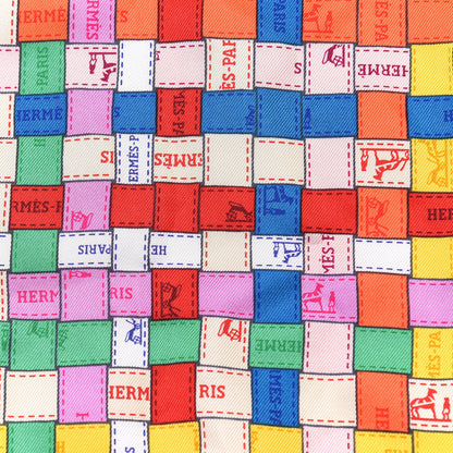 Hermes Silk Bolduc Au Carre Pocket Square Jaune Rose Multicolor 3 of 3