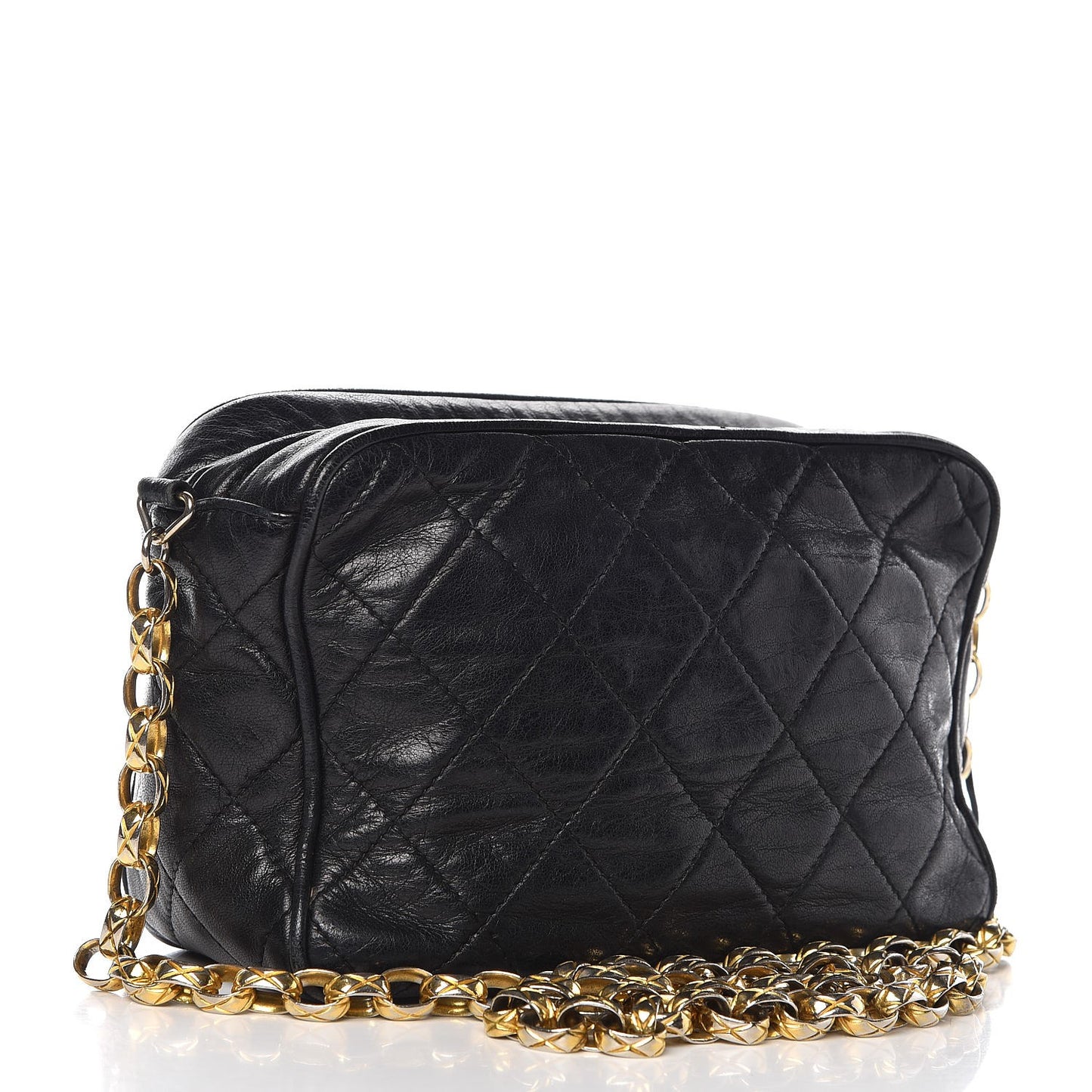 Lambskin Quilted CC Tassel Camera Case Black