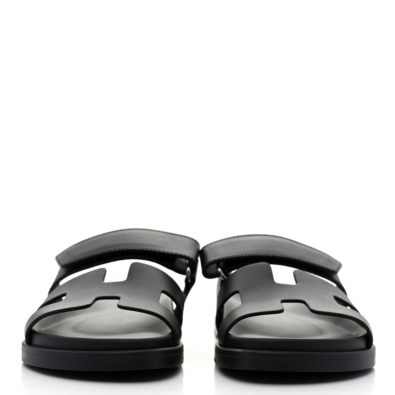 Hermes Calfskin Womens Chypre Sandals 36.5 Black 2 of 9