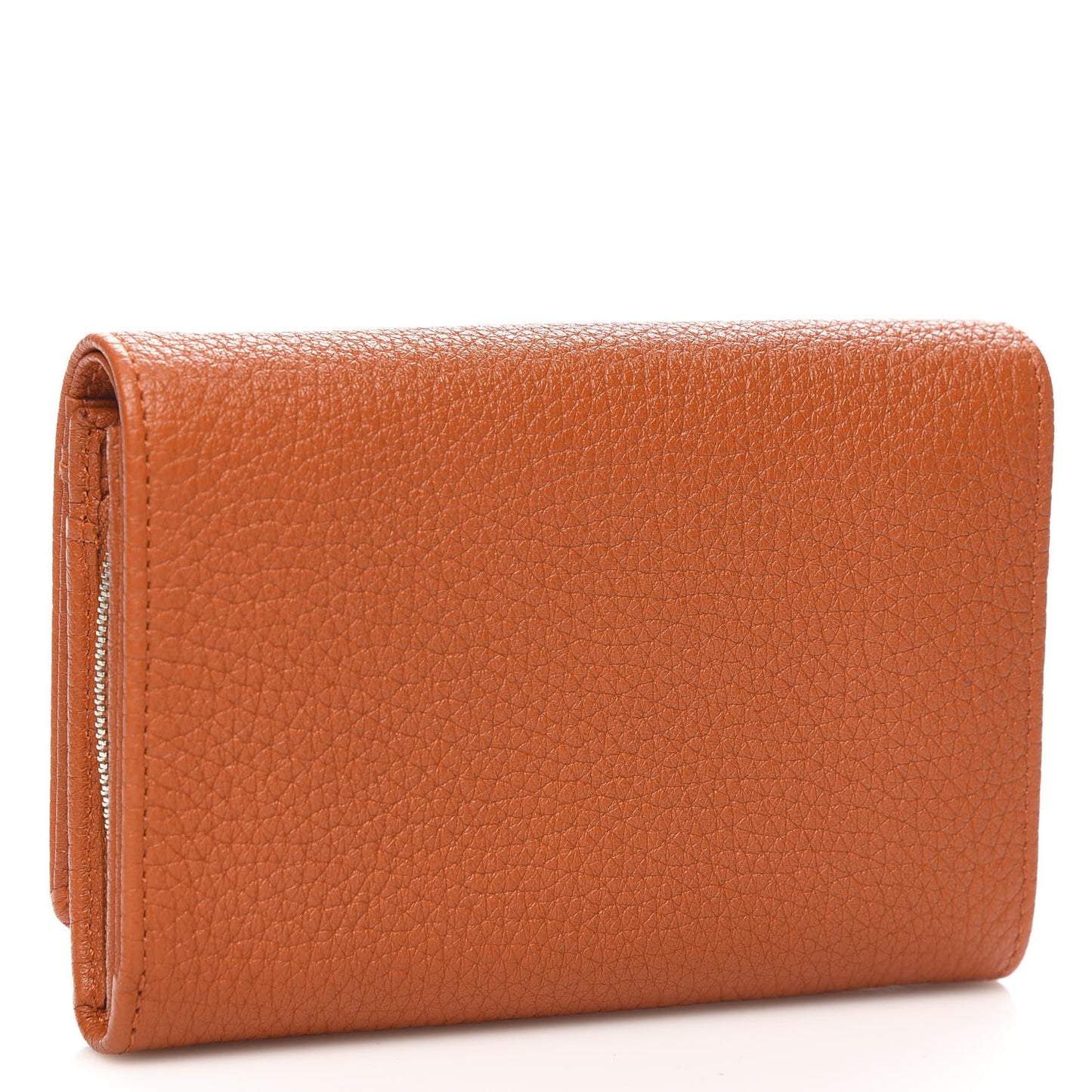 Soft Grain Calfskin French Purse Wallet Pumpkin