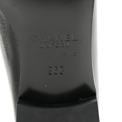 Chanel Calfskin Womens Stitched CC Loafers 36 Black 7 of 10