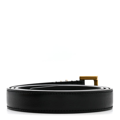 Saint Laurent Smooth Calfskin Monogram Square Buckle Belt 85 34 Black 2 of 7