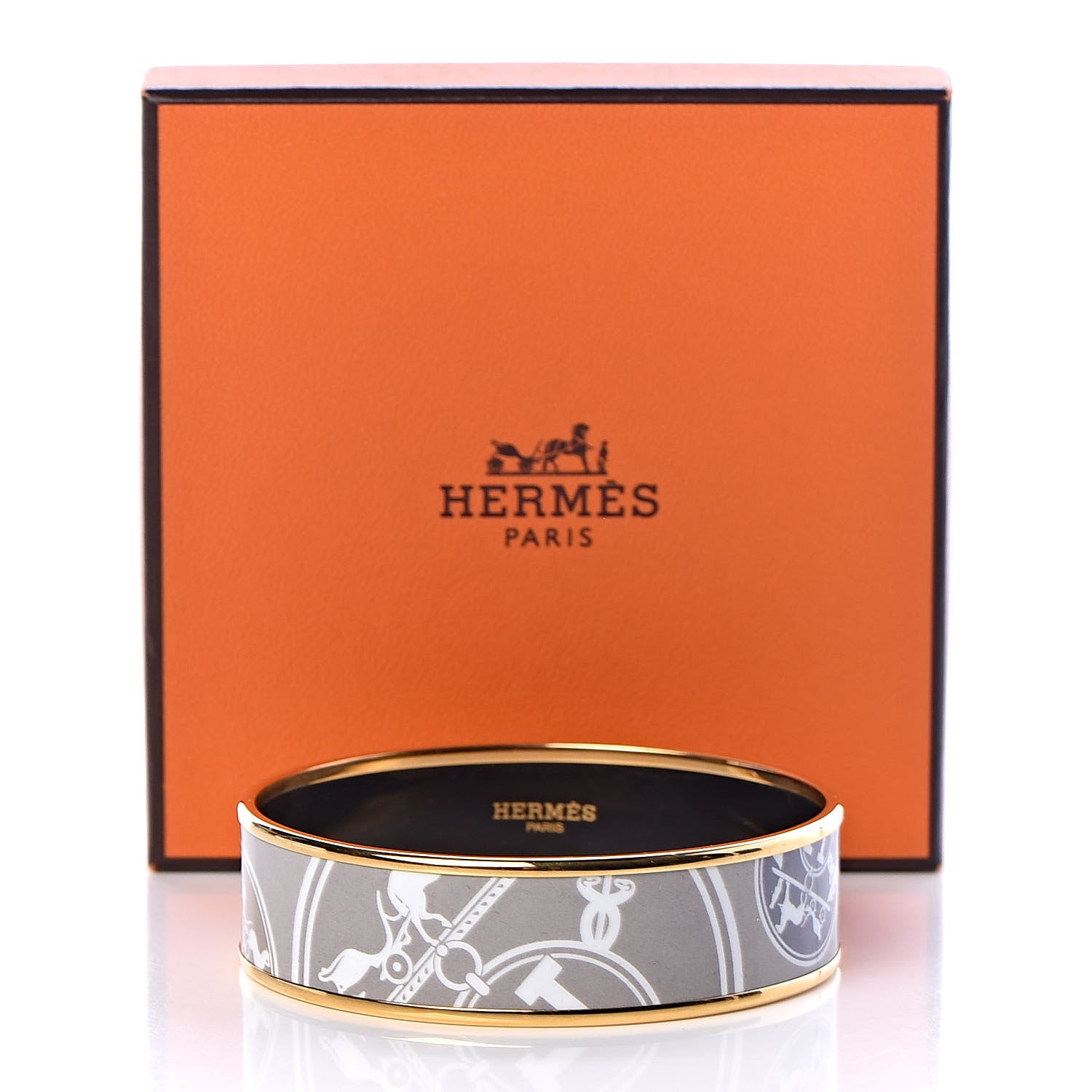 Hermes Enamel Printed Wide Ex Libris Bracelet 65 6 of 6