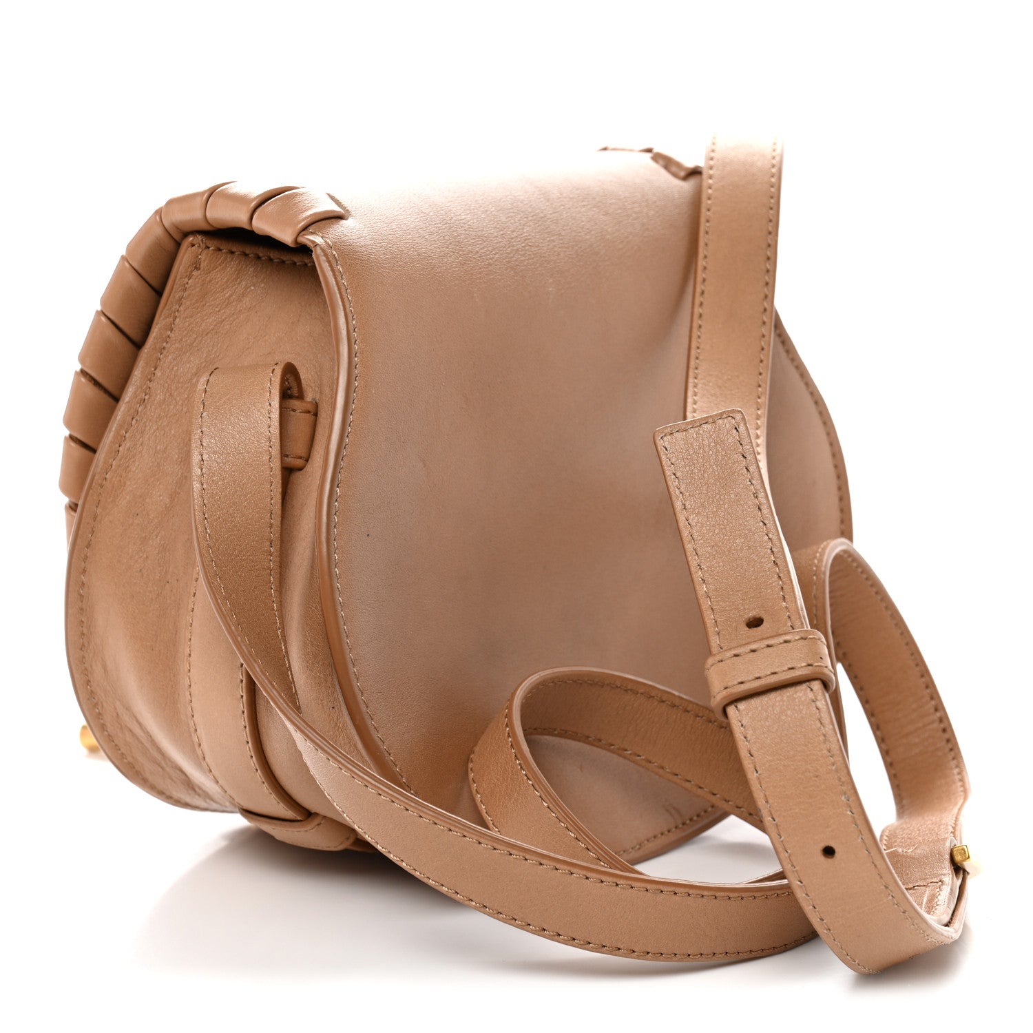 Chloe Smooth Calfskin Braided Small Marcie Saddle Bag Light Tan 3 of 11