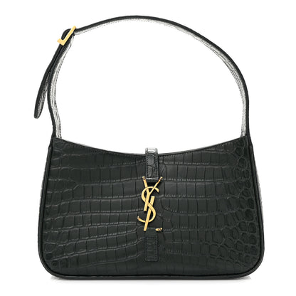 Saint Laurent Calfskin Crocodile Embossed LE 5 A 7 Hobo Vert Fonce 1 of 13