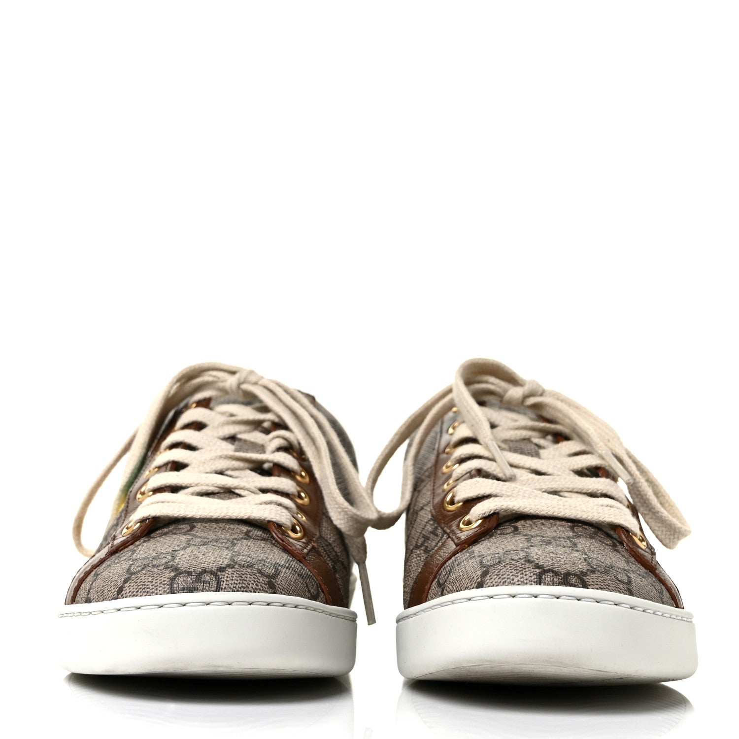 Gucci GG Supreme Monogram Fake/Not Womens Ace Sneakers 38 Beige New Shamarock Brown Sugar 2 of 10